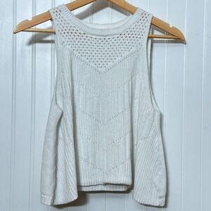 American‎ Eagle Top Crochet Fairy Angel Preppy White Eyelet Sleeveless Cropped